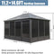 [11X14FT] Premium Four Season Outdoor Aluminum Hardtop Gazebo Sunroom With Galvanized Steel Roof, Sliding Doors And Movable PVC Screen Walls (SAK88776) - Saksby Wholesale - Dimensions