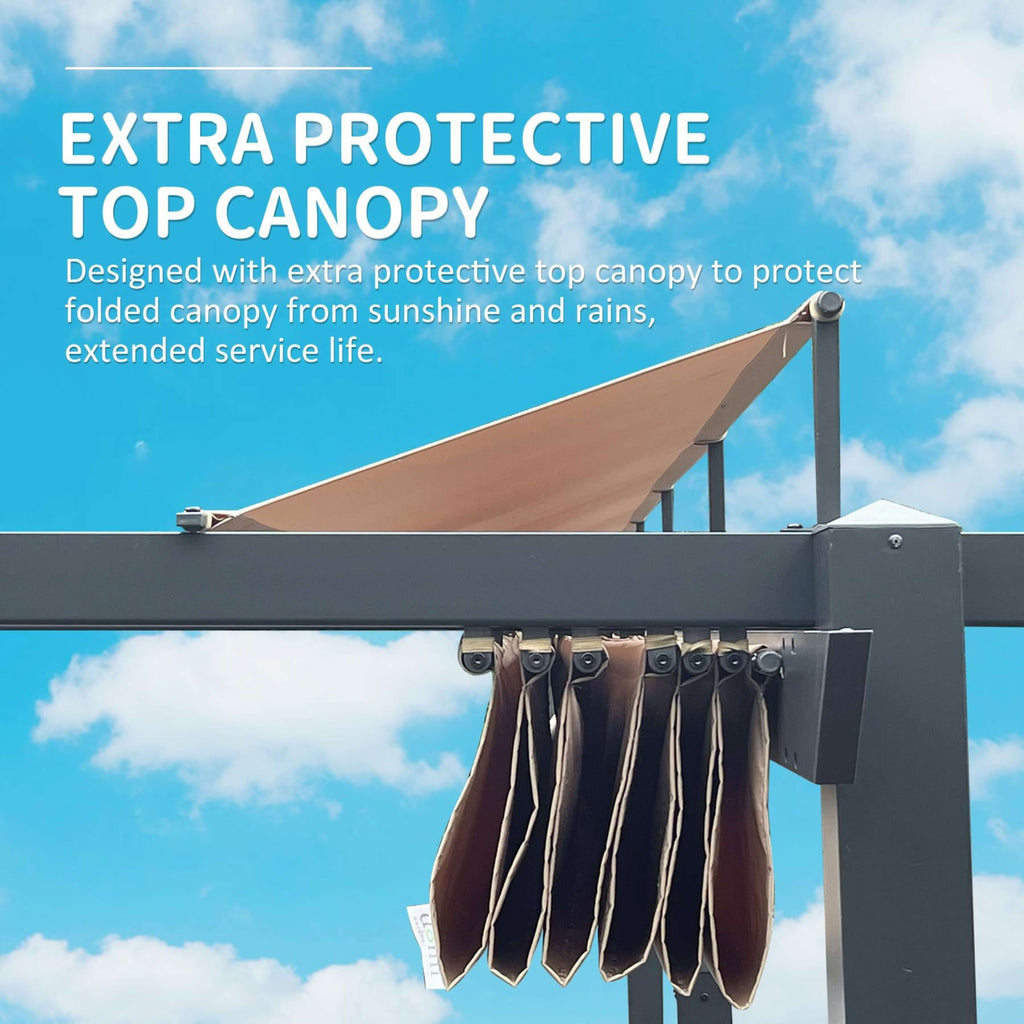 [11X16FT] Heavy-Duty Outdoor Retractable Aluminum Pergola With Weather-Resistant Canopy (SAK91853) - Saksby Wholesale - Canopy Features