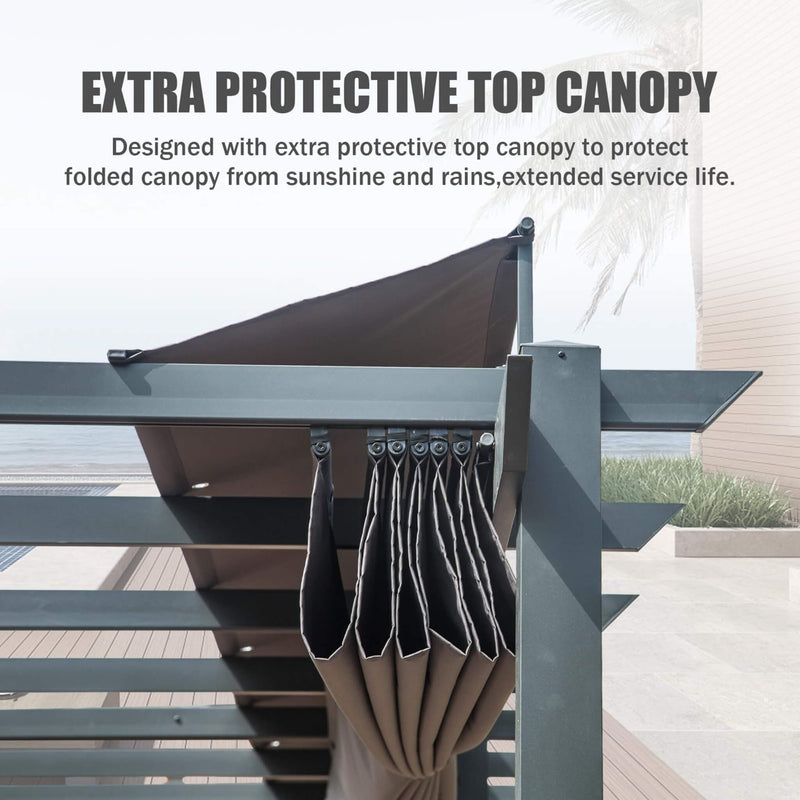 [11X20FT] Premium Outdoor Retractable Aluminum Pergola Gazebo With Weather-Resistant Canopy (SAK54612) - Saksby Wholesale - Canopy Features