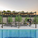 [11X20FT] Premium Outdoor Retractable Aluminum Pergola Gazebo With Weather-Resistant Canopy (SAK54612) - Saksby Wholesale - Front View Lifestyle
