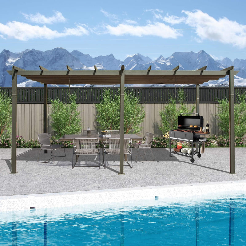 [11X20FT] Premium Outdoor Retractable Aluminum Pergola Gazebo With Weather-Resistant Canopy (SAK54612) - Saksby Wholesale - Lifestyle