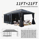 [11X21FT] Alora Outdoor All-Season Solarium Sunroom Gazebo With Galvanized Steel Roof (SAK42018) - Saksby Wholesale - Dimensions