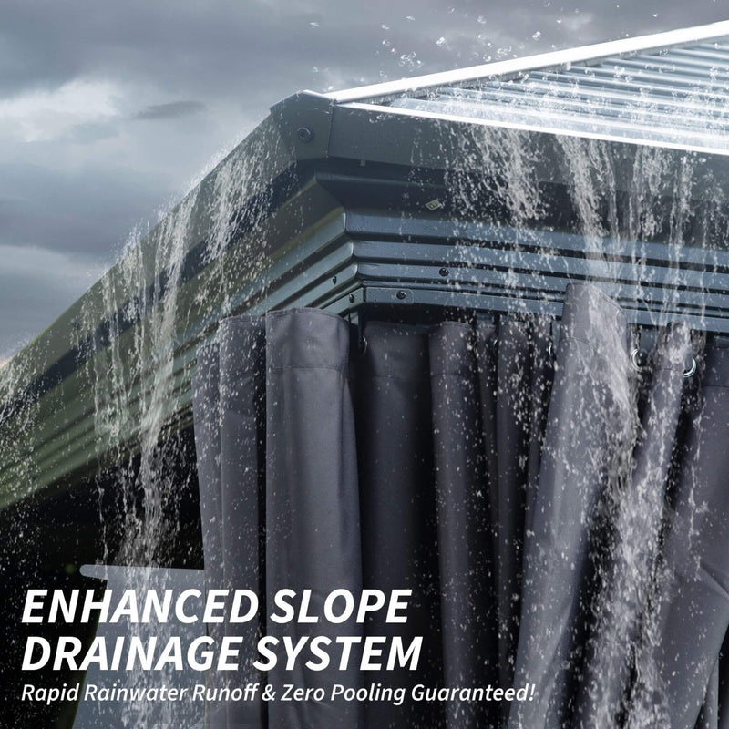 [11X21FT] Alora Outdoor All-Season Solarium Sunroom Gazebo With Galvanized Steel Roof (SAK42018) - Saksby Wholesale - Drainage System Feature