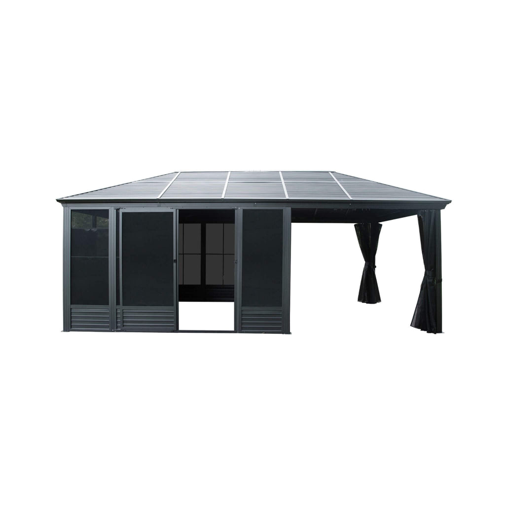 [11X21FT] Alora Outdoor All-Season Solarium Sunroom Gazebo With Galvanized Steel Roof (SAK42018) - Saksby Wholesale - Front View