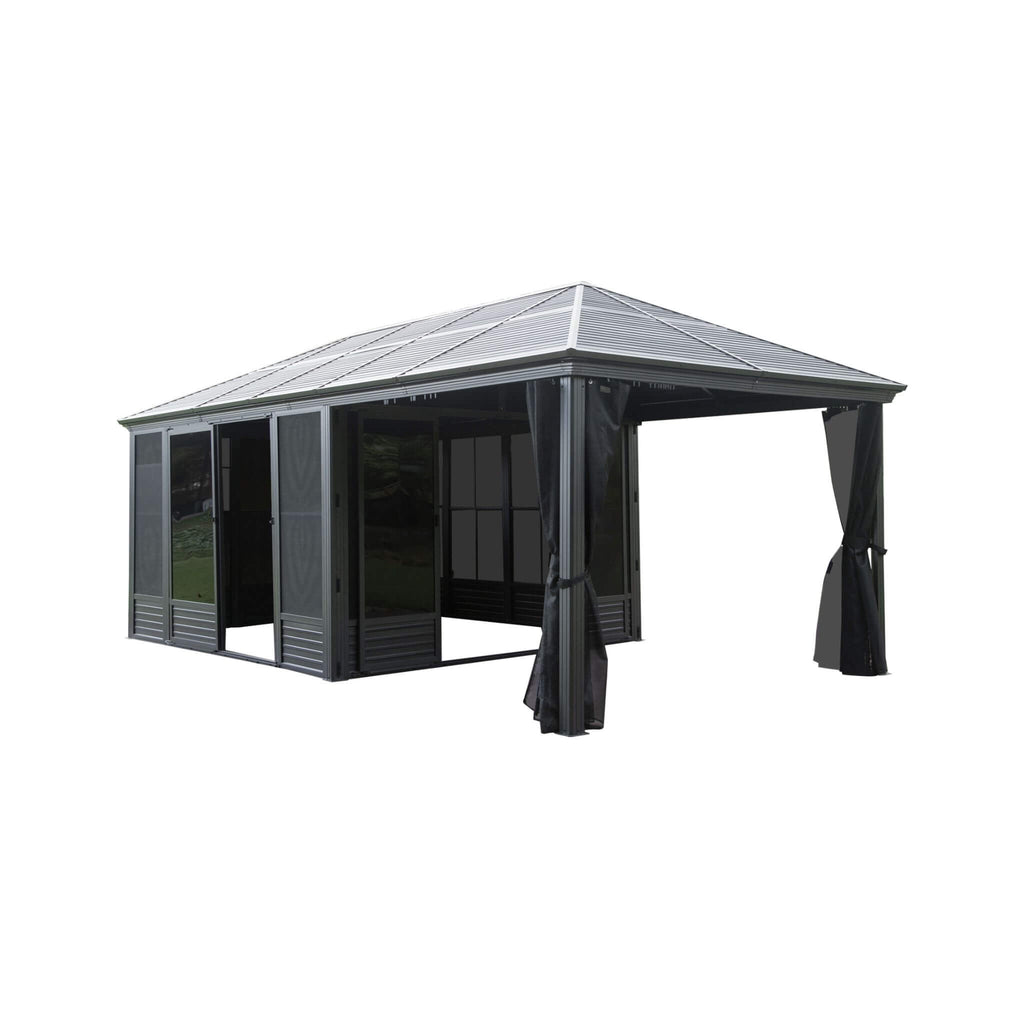 [11X21FT] Alora Outdoor All-Season Solarium Sunroom Gazebo With Galvanized Steel Roof (SAK42018) - Saksby Wholesale - Right Side View