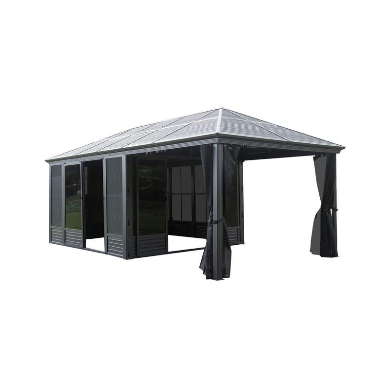 [11X21FT] Alora Outdoor All-Season Solarium Sunroom Gazebo With Galvanized Steel Roof (SAK42018) - Saksby Wholesale - Right Side View