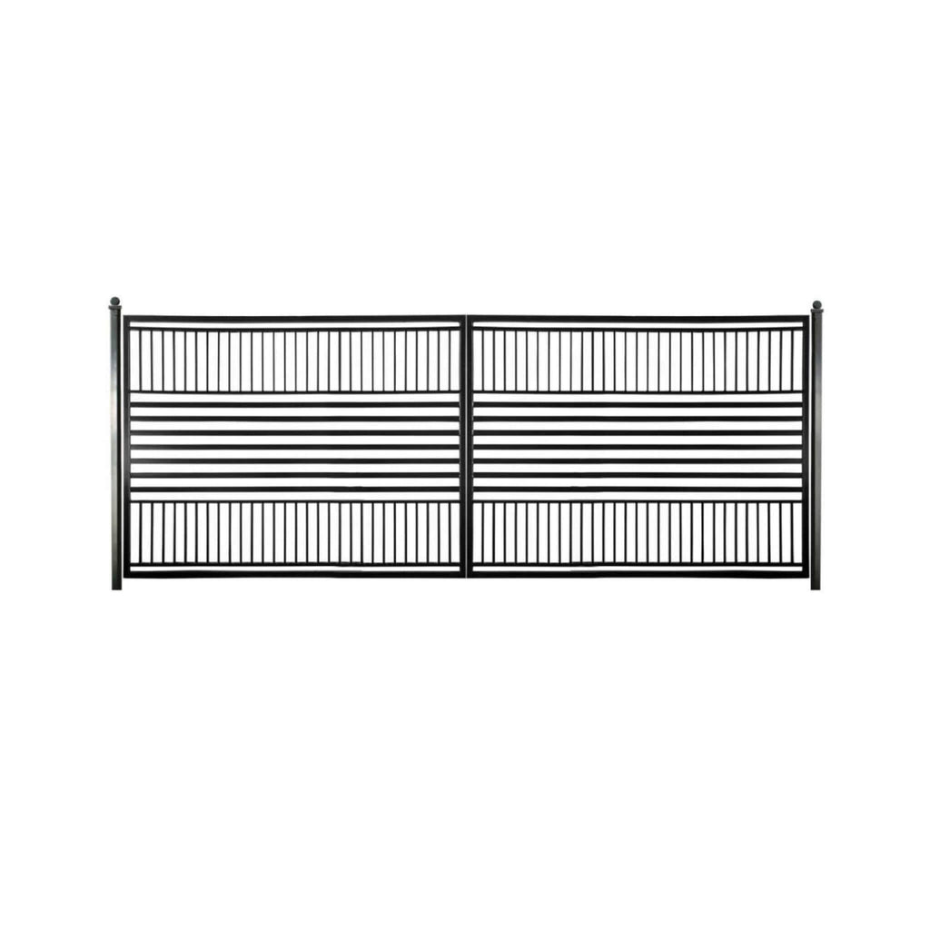 [12-18FT] Aleko Barcelona Powder Coated Steel Galvanized Dual Swing Driveway Gate [DGBARCD-AP] (SAK25978) - Saksby Wholesale - Design View