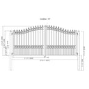 [12-18FT] Aleko London Powder Coated Galvanized Steel Dual Swing Driveway Gate [DGLOND-AP] (SAK48520) - Saksby Wholesale - 14ft Dimensions