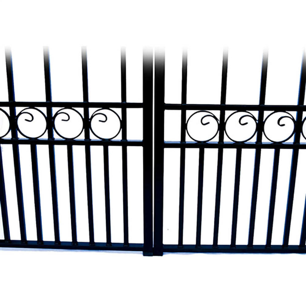 [12-18FT] Aleko London Powder Coated Galvanized Steel Dual Swing Driveway Gate [DGLOND-AP] (SAK48520) - Saksby Wholesale - Center View