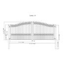 [12-18FT] Aleko London Powder Coated Galvanized Steel Dual Swing Driveway Gate [DGLOND-AP] (SAK48520) - Saksby Wholesale - 16ft Dimensions