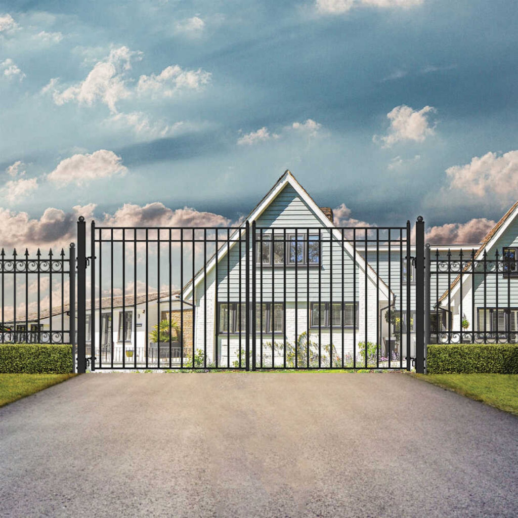 [12-18FT] Aleko Madrid Style Premium Steel Dual Swing Driveway Gate [DGMADD-AP] (SAK38546) - Saksby Wholesale - Lifestyle Image