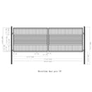 [12-18FT] Barcelona Powder Coated Steel Galvanized Dual Swing Driveway Gate [DGBARCD-AP] (SAK25978) - Saksby Wholesale - 18ft Dimensions