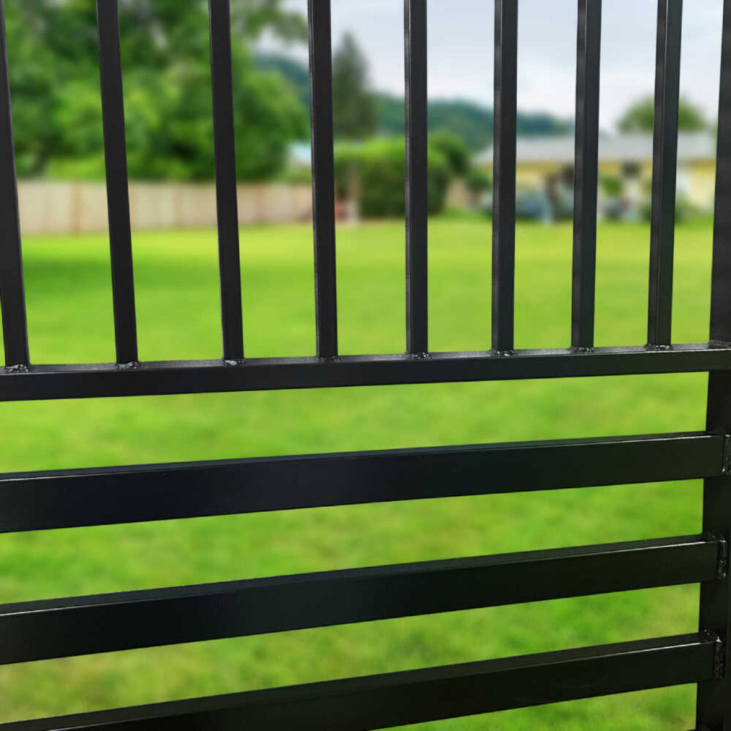 [12-18FT] Barcelona Powder Coated Steel Galvanized Dual Swing Driveway Gate [DGBARCD-AP] (SAK25978) - Saksby Wholesale - Material Design