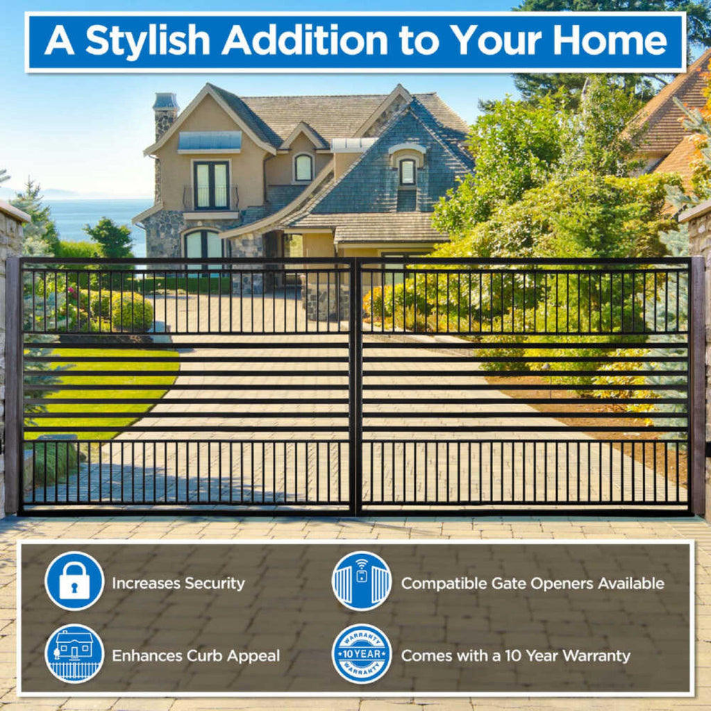 [12-18FT] Barcelona Powder Coated Steel Galvanized Dual Swing Driveway Gate [DGBARCD-AP] (SAK25978) - Saksby Wholesale - Product Features