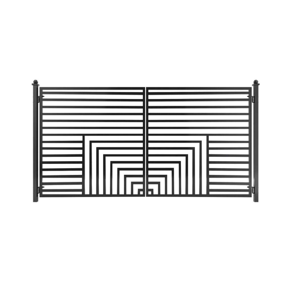 [12-18FT] Florence Powder Coated Galvanized Steel Dual Swing Driveway Gate [DGFLORD-AP] (SAK48168) - Saksby Wholesale - Design Details