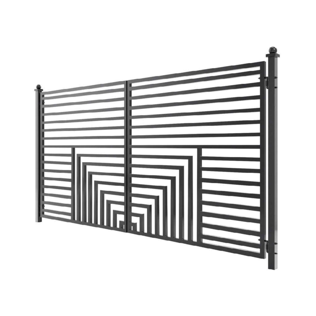 [12-18FT] Florence Powder Coated Galvanized Steel Dual Swing Driveway Gate [DGFLORD-AP] (SAK48168) - Saksby Wholesale - Side View