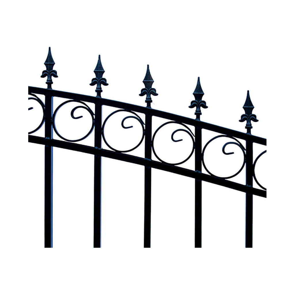 [12-18FT] London-Style Powder-Coated Galvanized Steel Dual Swing Driveway Gate [DGLOND-AP] (SAK48520) - Saksby Wholesale - Arrow Design
