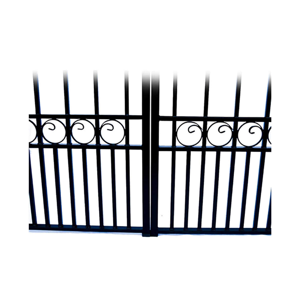 [12-18FT] London-Style Powder-Coated Galvanized Steel Dual Swing Driveway Gate [DGLOND-AP] (SAK48520) - Saksby Wholesale - Center View