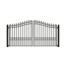 [12-18FT] London-Style Powder-Coated Galvanized Steel Dual Swing Driveway Gate [DGLOND-AP] (SAK48520) - Saksby Wholesale - Front View