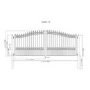 [12-18FT] London-Style Powder-Coated Galvanized Steel Dual Swing Driveway Gate [DGLOND-AP] (SAK48520) - Saksby Wholesale - 16FT Dimensions