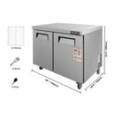 
12.9 Cu.Ft 2-Door 48-Inch Commercial Stainless Steel Worktop Undercounter Refrigerator (SAK26049) - Saksby Wholesale - Dimensions View With Accessories