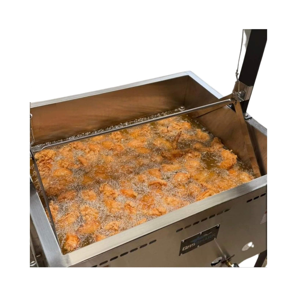 12-Gallon Commercial Outdoor Propane Deep Fryer With Cart (SAK69023) - Saksby Wholesale - With Chicken Wings Inside