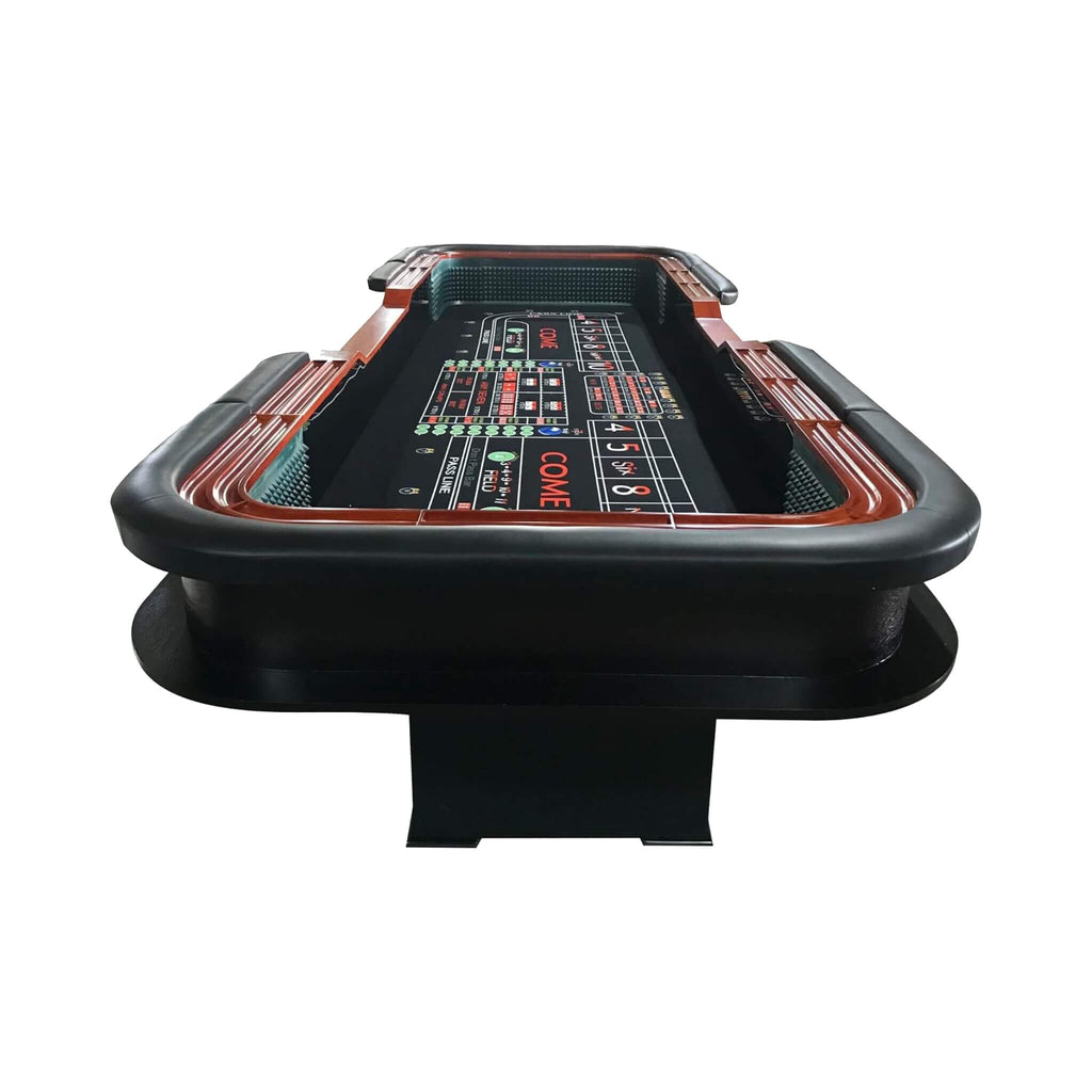 12FT Casino Style Craps Table With Full Drink Rail And Cushion Rim Cover (SAK35098) - Saksby Wholesale - Side Top VIew