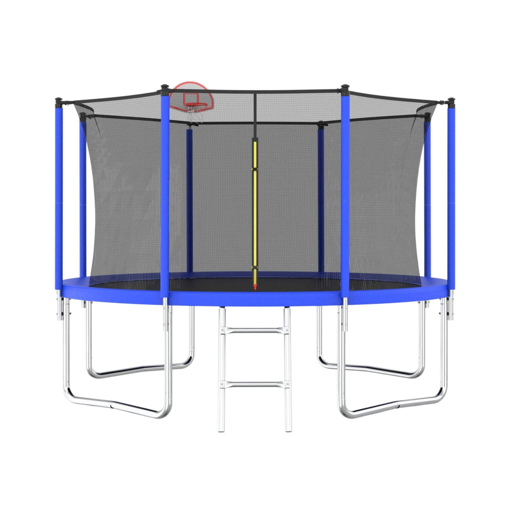 12FT Outdoor Backyard Trampoline For Kids And Adults With Basketball Hoop And Safety Enclosure (SAK15723) - Front View
