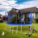12FT Outdoor Backyard Trampoline For Kids And Adults With Basketball Hoop And Safety Enclosure (SAK15723) - With Kids View