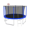 12FT Outdoor Backyard Trampoline For Kids And Adults With Basketball Hoop And Safety Enclosure (SAK15723) - Right Ladder View