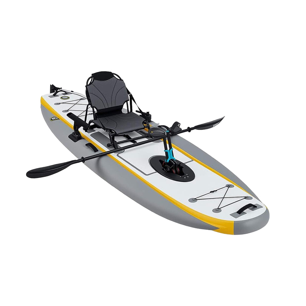 12FT Portable Lightweight Inflatable PVC Fishing Kayak With Pedal System (SAK64328) - Saksby Wholesale - Front Right View On White Background