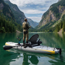 12FT Portable Lightweight Inflatable PVC Fishing Kayak With Pedal System (SAK64328) - Saksby Wholesale - Lifestyle Image With Man Fishing