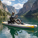 12FT Portable Lightweight Inflatable PVC Fishing Kayak With Pedal System (SAK64328) - Saksby Wholesale - Lifestyle Image With Man Sitting While Fishing