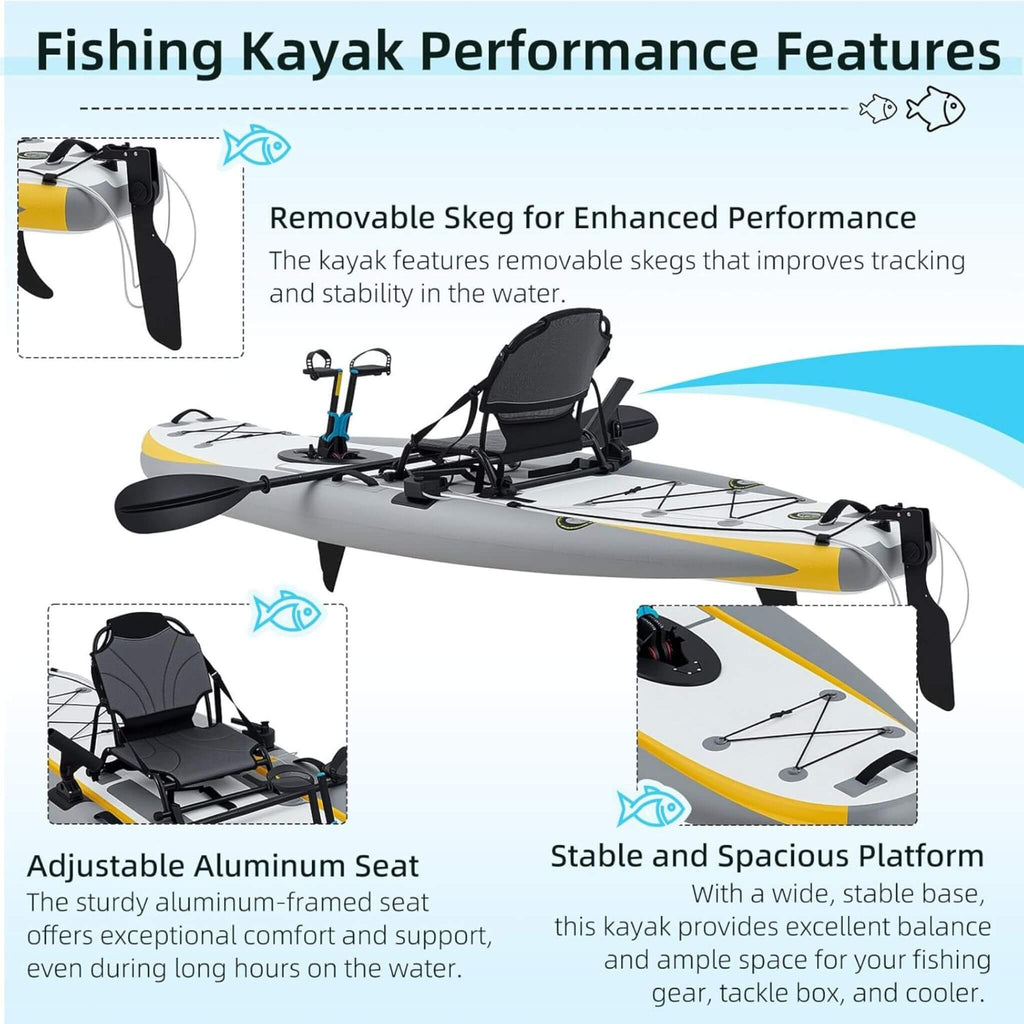 12FT Portable Lightweight Inflatable PVC Fishing Kayak With Pedal System (SAK64328) - Saksby Wholesale - Performance Features