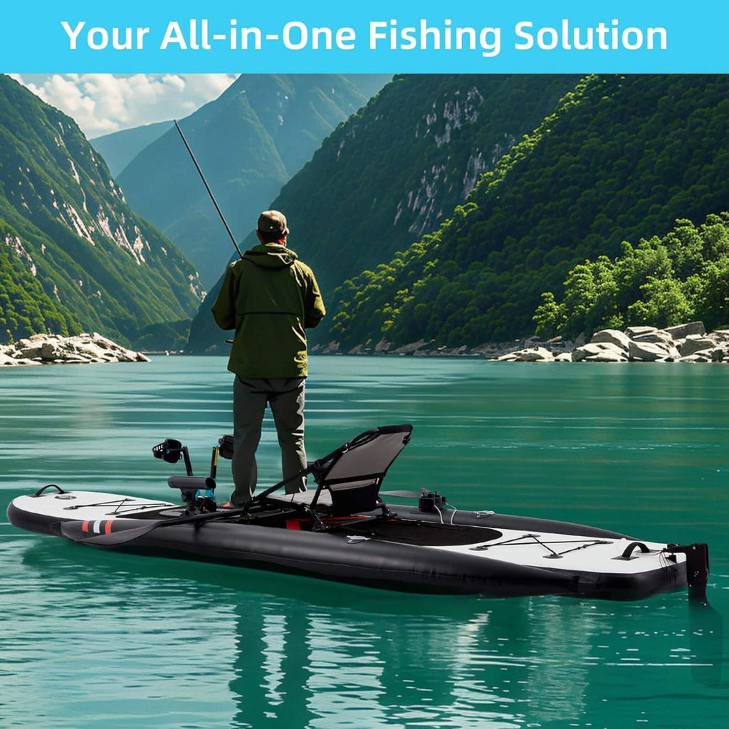 12FT Premium Lightweight Inflatable Fishing Kayak With Pedal System (SAK15079) - Saksby Wholesale - Lifestyle Image In Water