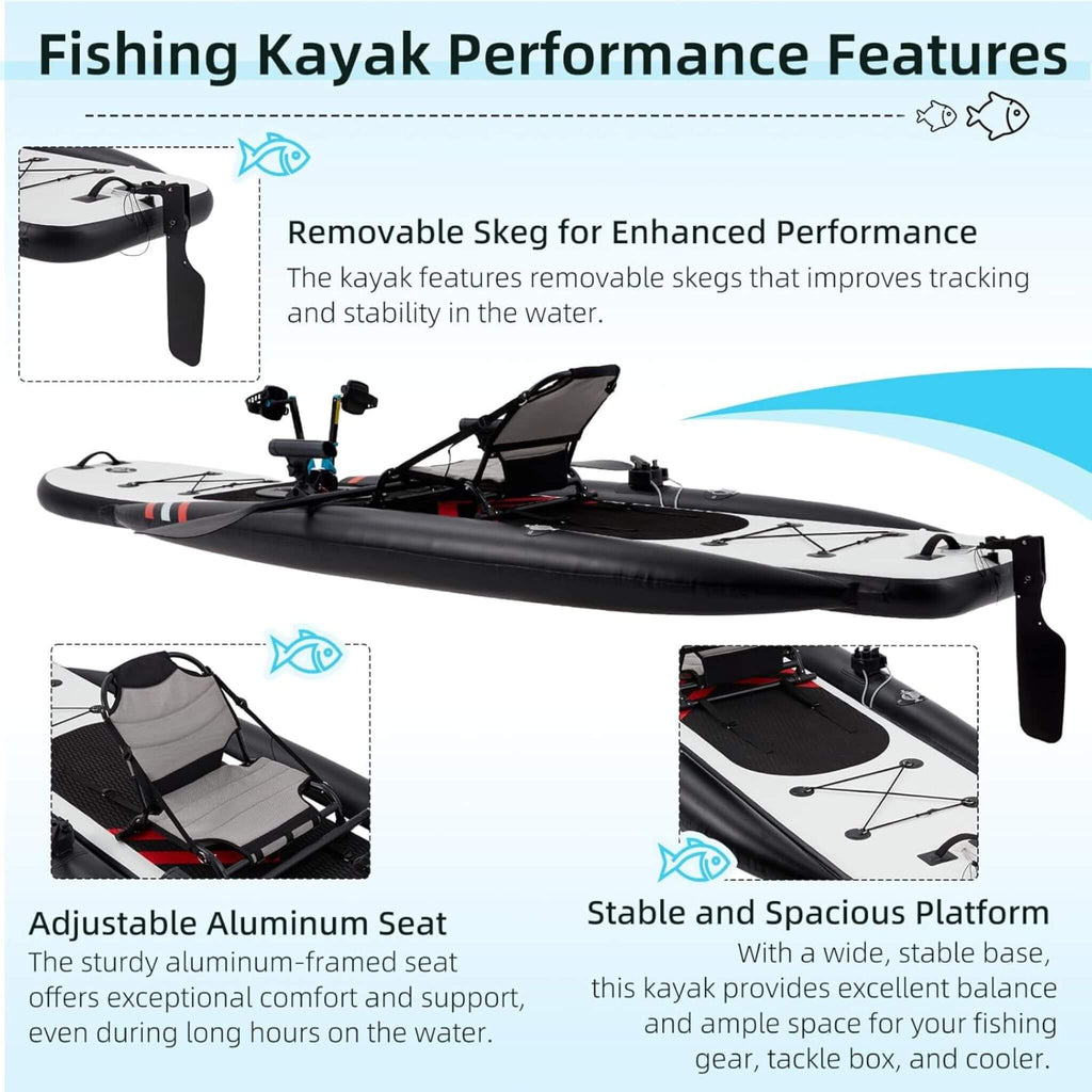 12FT Premium Lightweight Inflatable Fishing Kayak With Pedal System (SAK15079) - Saksby Wholesale - Performance Features