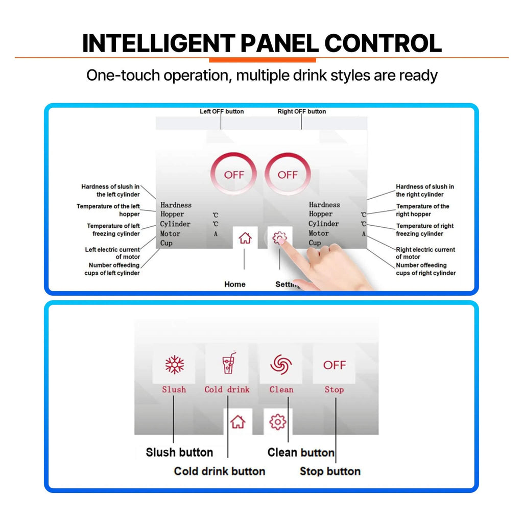 12L Commercial Single Tank Stainless Steel Slushy Machine With Touchscreen (SAK35871) - Saksby Wholesale - Control Panel