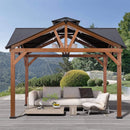 [12X12FT] Alora Premium Outdoor Cedar Wood Hardtop Gazebo With Galvanized Steel Roof (SAK31864) - Saksby Wholesale - Front Outdoor View
