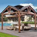 [12X12FT] Alora Premium Outdoor Cedar Wood Hardtop Gazebo With Galvanized Steel Roof (SAK31864) - Saksby Wholesale - Outdoor View