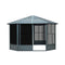 [12X12FT] Large Octagonal Sunroom Solarium With Lockable Sliding Doors And Galvanized Steel Sloping Roof (SAK47843) - Saksby Wholesale - Front View