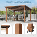 [12x14] Heavy Duty Outdoor Hardtop Wood Frame Gazebo Canopy With Metal Roof & Curtains (SAK43625)