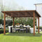 [12x14] Heavy Duty Outdoor Hardtop Wood Frame Gazebo Canopy With Metal Roof & Curtains (SAK43625)
