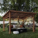 [12x14] Heavy Duty Outdoor Hardtop Wood Frame Gazebo Canopy With Metal Roof & Curtains (SAK43625)