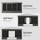 [12X14FT] All-Weather Outdoor Aluminum Sunroom With Galvanized Steel Hardtop Sloping Roof, Lockable Doors, And Moveable PC Screens SAK76831 - Saksby Wholesale - Open/Close Door
