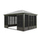 [12X14FT] All-Weather Outdoor Aluminum Sunroom With Galvanized Steel Hardtop Sloping Roof, Lockable Doors, And Moveable PC Screens SAK76831 - Saksby Wholesale - Sunroom In White Background