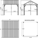 [12X14FT] Alora Hardtop All-Weather Outdoor Gazebo With Galvanized Steel Roof (SAK83261) - Saksby Wholesale - Dimension View
