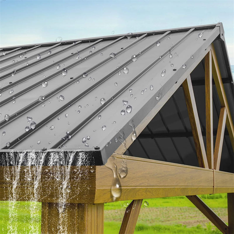[12X14FT] Alora Hardtop All-Weather Outdoor Gazebo With Galvanized Steel Roof (SAK83261) - Saksby Wholesale - Roof View