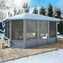 [12x15FT] Extra Large Premium Outdoor All-Season Polycarbonate Hardtop Solarium Sunroom With Sliding Doors (SAK69584)