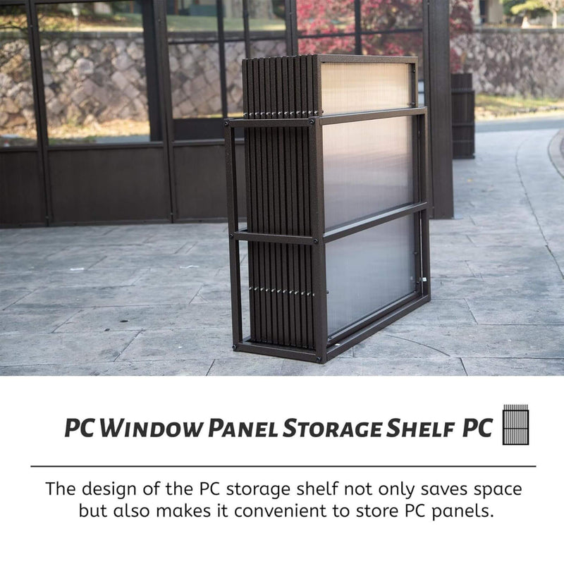 [12x16FT] Extra Large All-Season Outdoor Wall-Mounted Sunroom Solarium With Detachable Polycarbonate Windows And Lockable Sliding Doors (SAK97835) - Saksby Wholesale - PC Storage Shelf