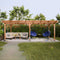 12x16ft Extra Large Outdoor Wooden Waterproof Gazebo Brown Sak76476 Saksby - Lifestyle Front View